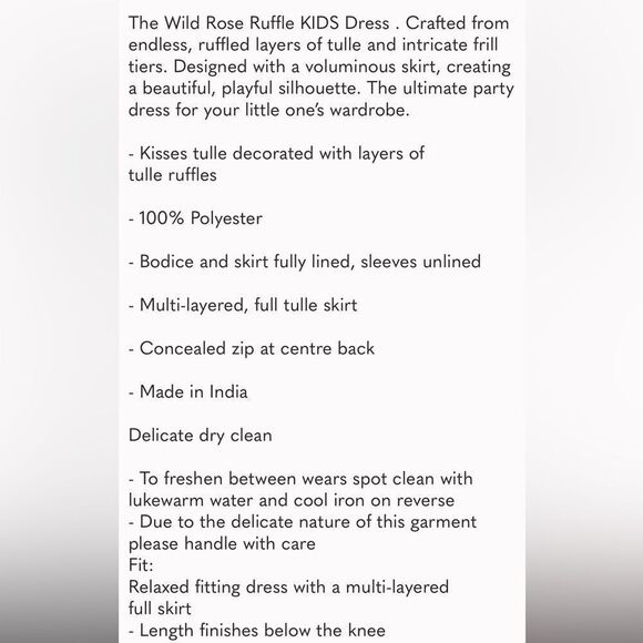 Needle & Thread × WILD ROSE RUFFLE KIDS DRESS/ size 8 years - Picture 8 of 9